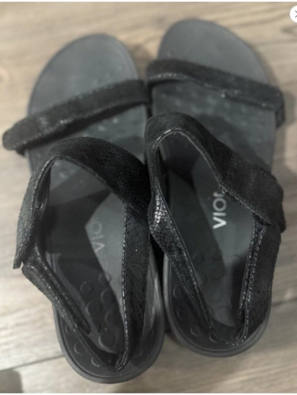 VIONIC BLACK ADJUSTABLE COMFORT SANDALS ARCH SUPPORT ORTHOTIC WOMEN'S 8 / 39